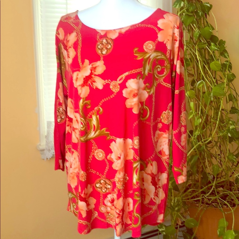 Susan Graver Liquid Knit Printed Front Solid Back